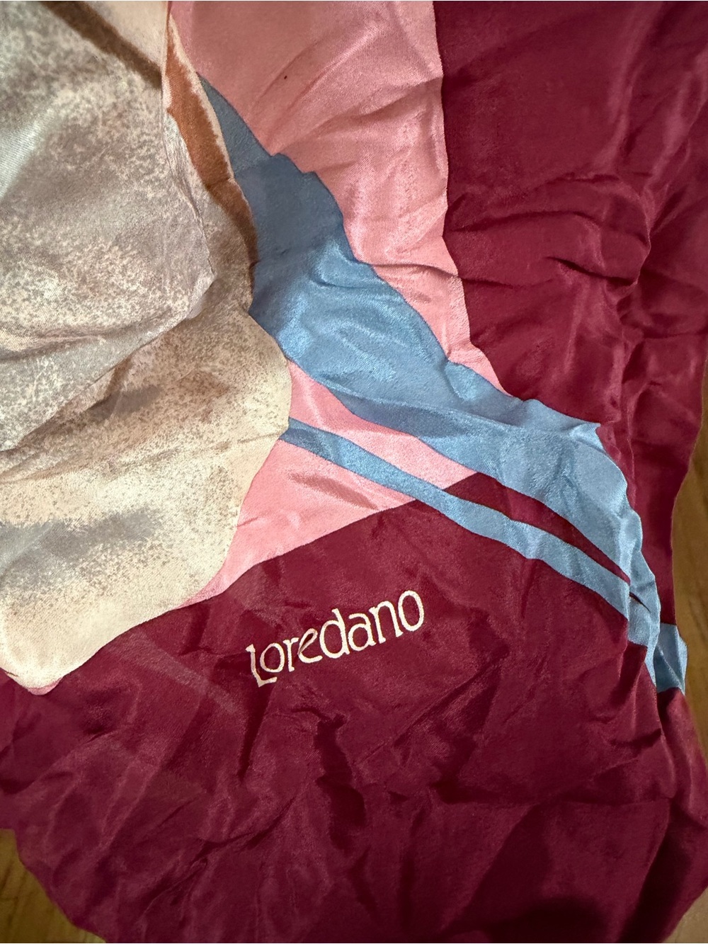Women's Floral Silk Scarf - Burgundy, Pink & Blue